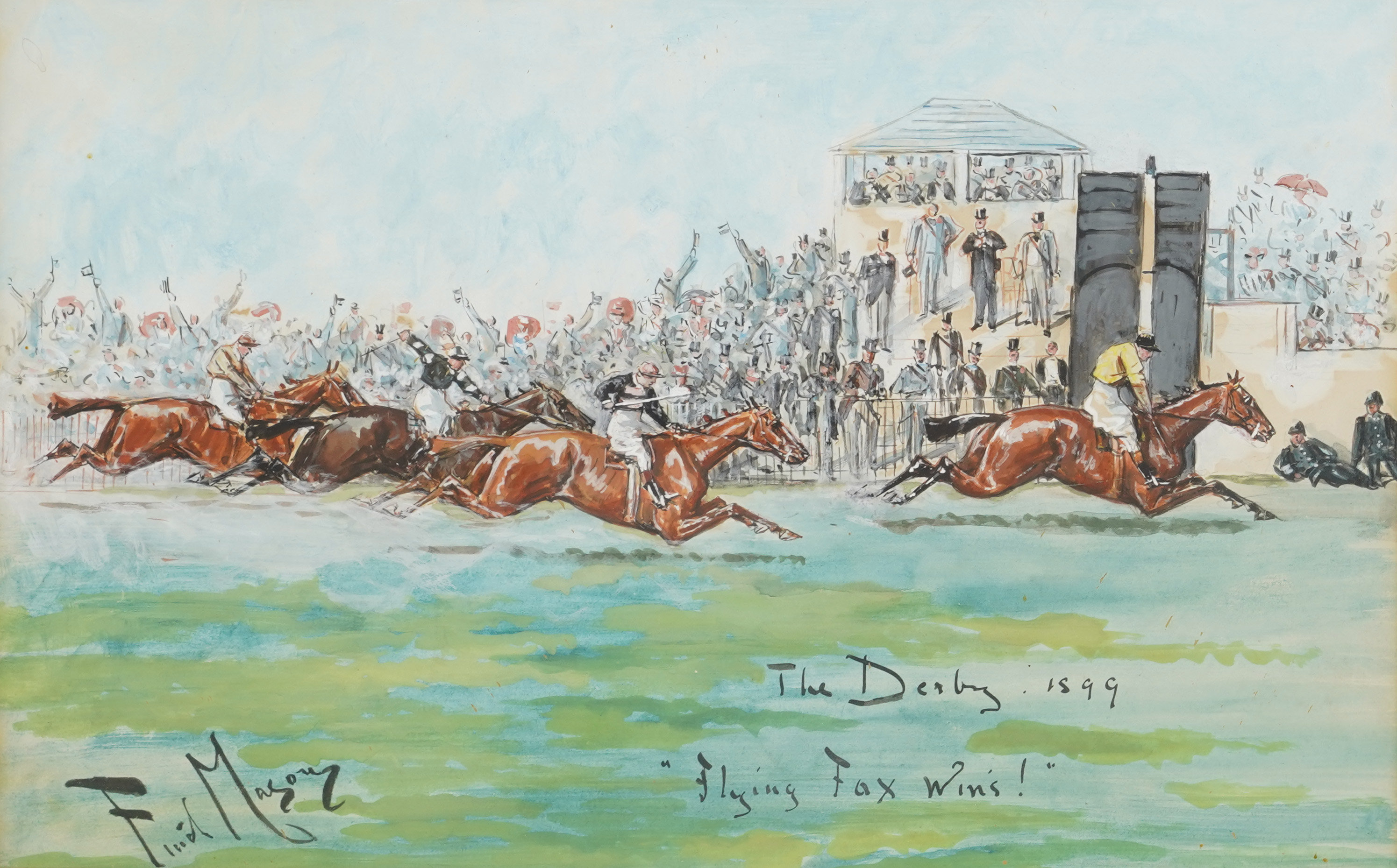 George Finch Mason (1850-1915), 'Flying Fox Wins! - The Derby, 1899'